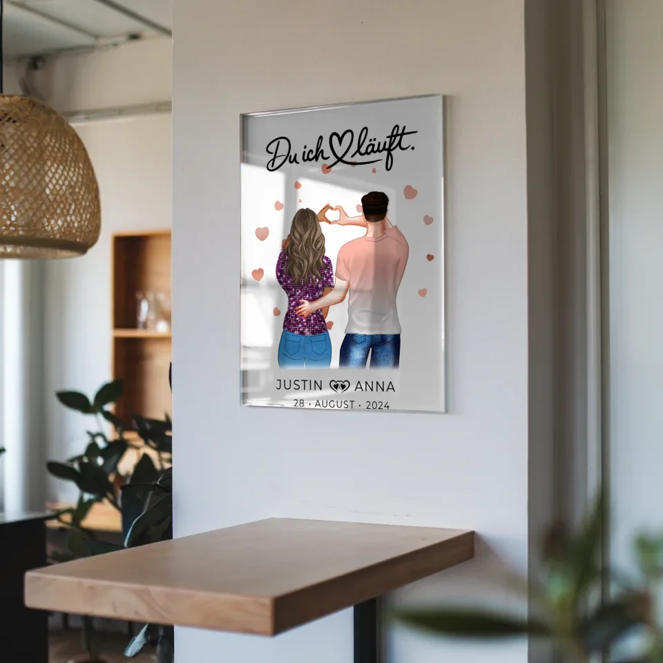 Personalisiertes Acrylglas Bild Du Ich Läuft für Paare Figuren