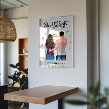 Personalisiertes Acrylglas Bild Du Ich Läuft für Paare Figuren