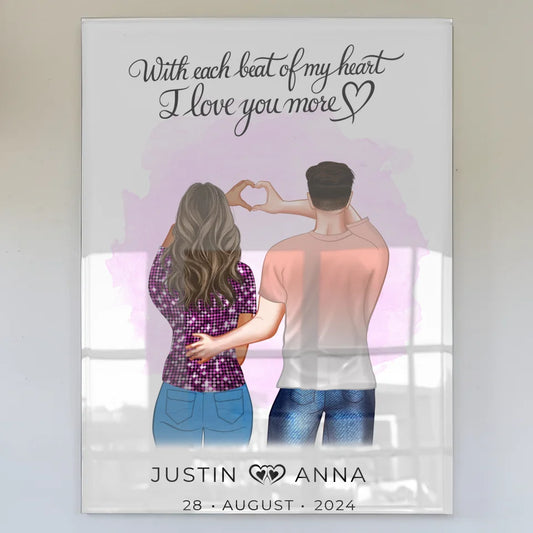 Personalisiertes Acrylglas Bild für Paare mit Herzen