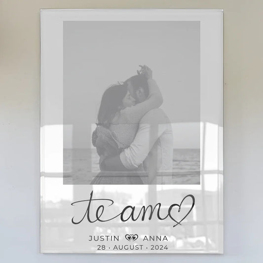 Personalisiertes Acrylglas Bild für Paare mit Namen Te Amo