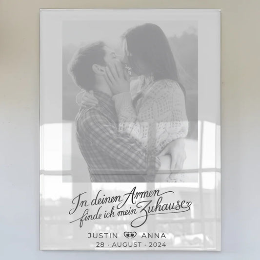 Personalisiertes Acrylglas Bild Paare mit Namen und Datum In Deinen Armen
