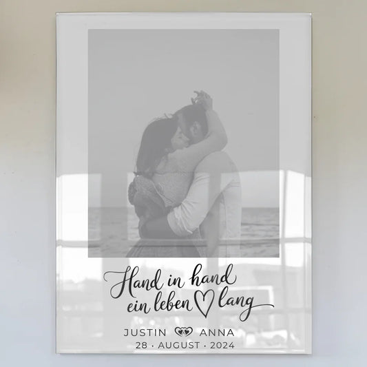 Personalisiertes Acrylglas Bild Paare Hand In Hand Ein Leben Lang mit Namen