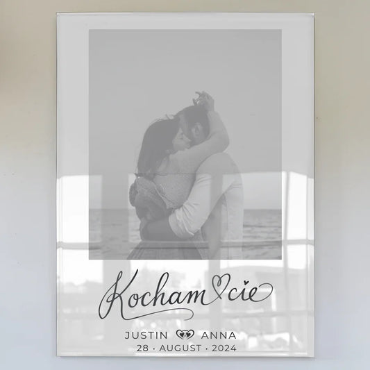 Acrylglas Bild personalisiert Foto Paare mit Namen Kocham Cie