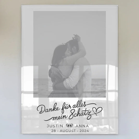 Personalisiertes Acrylglas Bild Paare mit Namen Danke Für Alles Schatz