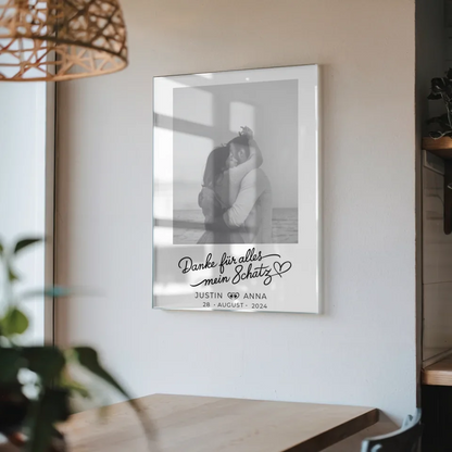 Personalisiertes Acrylglas Bild Paare mit Namen Danke Für Alles Schatz