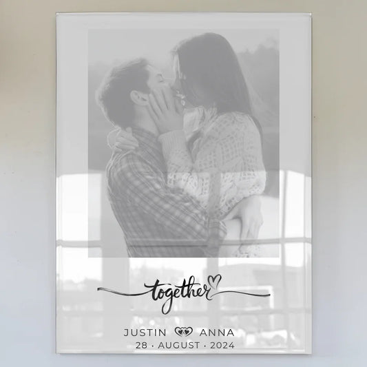 Personalisiertes Acrylglas Bild Paare mit Namen Together Schwarz Weiß