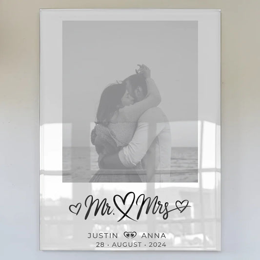 Personalisiertes Acrylglas Bild Paare Mr & Mrs mit Namen Foto