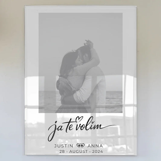 Personalisiertes Acrylglas Bild Paare mit Namen Ja Te Volim