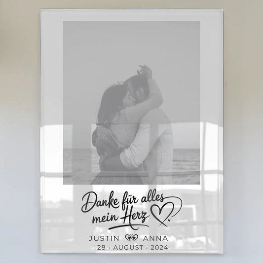 Personalisiertes Acrylglas Bild für Paare mit Namen und Foto