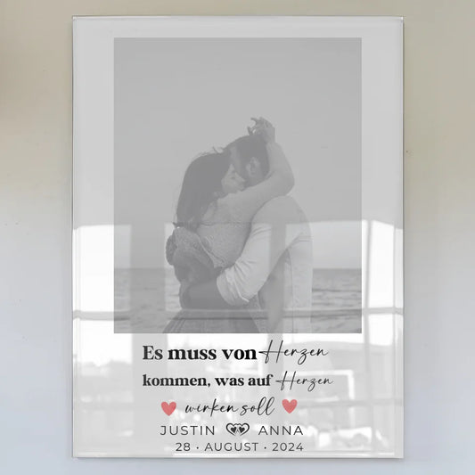 Personalisiertes Acrylglas Bild für Paare mit Namen von Herzen foto
