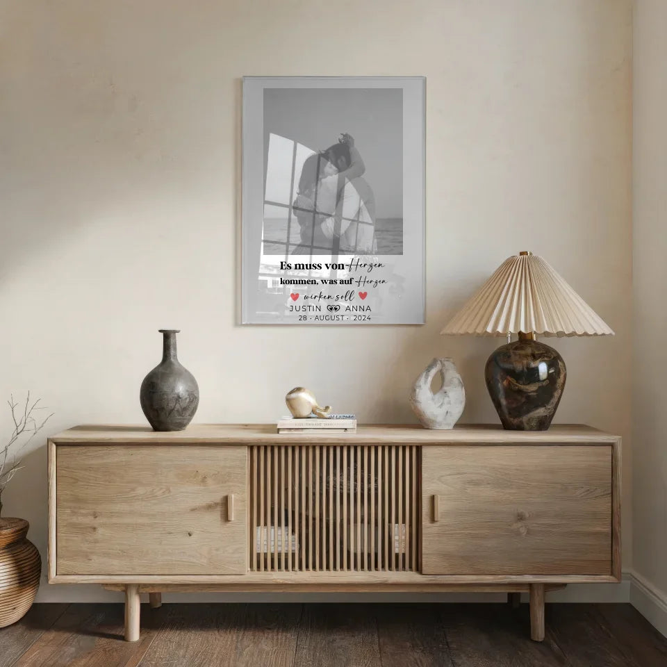 Personalisiertes Acrylglas Bild für Paare mit Namen von Herzen foto