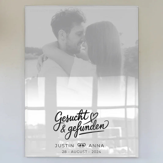 Acrylglas Bild personalisiert Paare Foto Black & White mit Namen