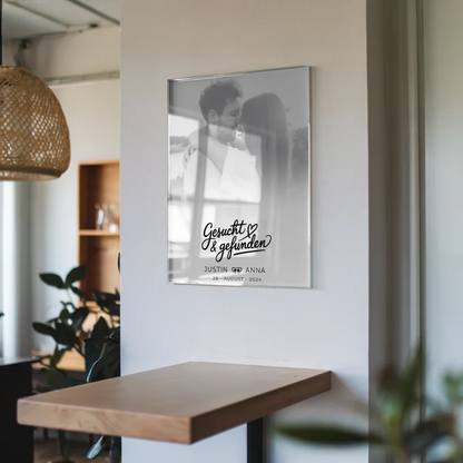 Acrylglas Bild personalisiert Paare Foto Black & White mit Namen