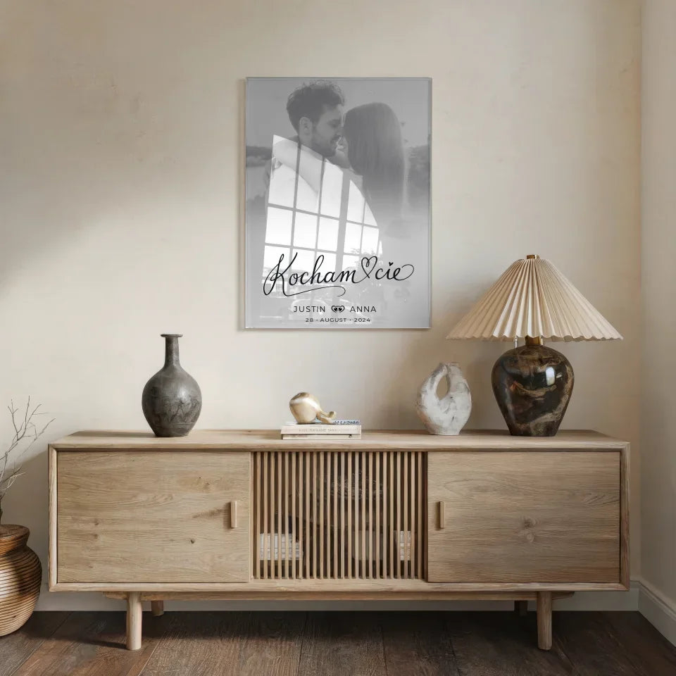 Personalisiertes Acrylglas Bild für Paare Foto Schwarz Weiß Kocham Cie
