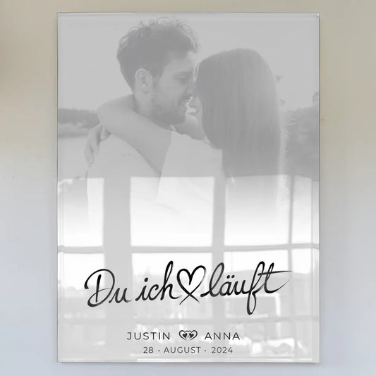 Acrylglas Bild Personalisiert Paare Foto Schwarz Weiß Du Ich Läuft