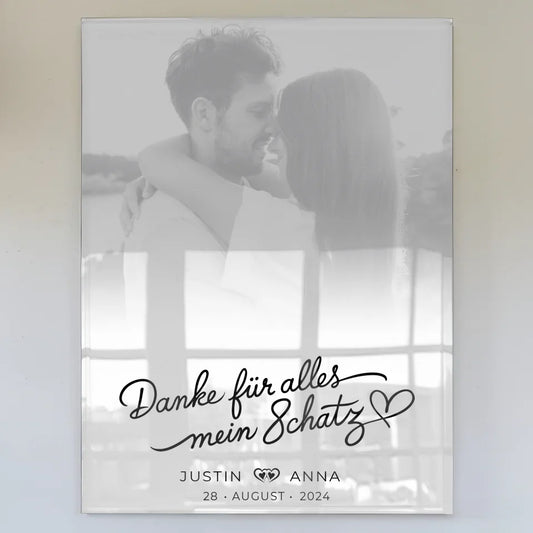 Personalisiertes Acrylglas Bild Paare Foto Schwarz Weiß Danke Für Alles