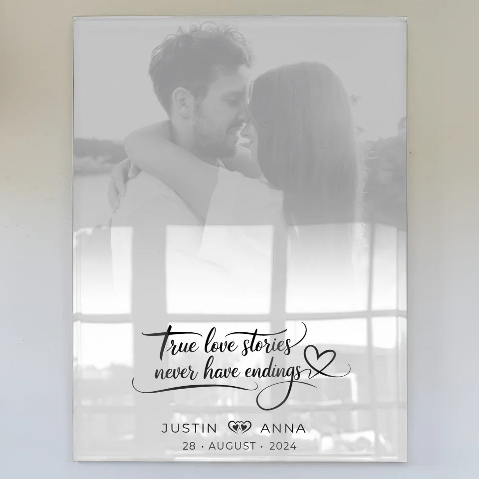 Acrylglas Bild Personalisiert Paare Foto Schwarz Weiß mit Namen