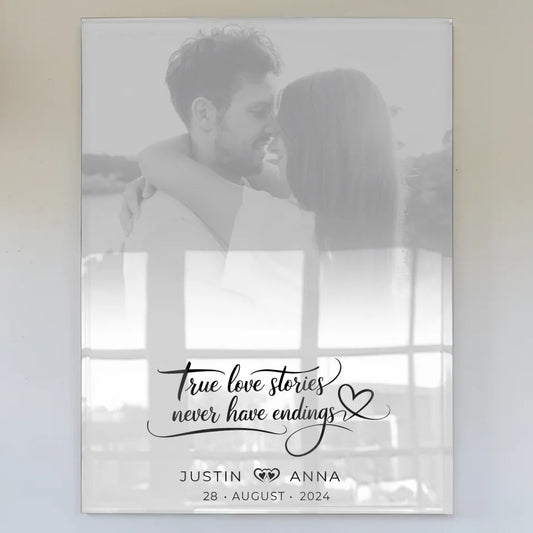 Acrylglas Bild Personalisiert Paare Foto Schwarz Weiß mit Namen