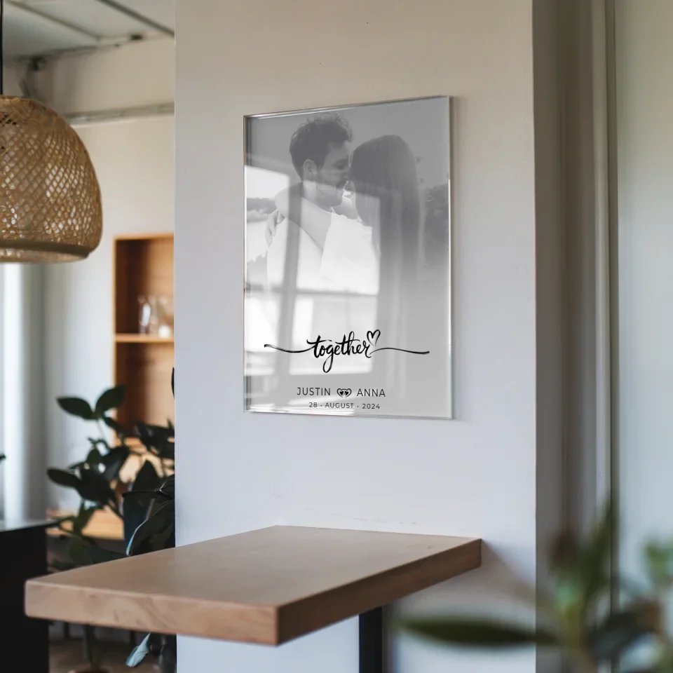 Personalisiertes Acrylglas Bild Paare Foto Black & White Together mit Namen