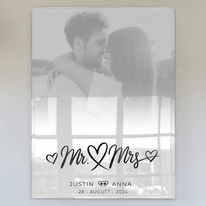 Personalisiertes Acrylglas Bild Mr & Mrs Paare Foto Schwarz Weiß