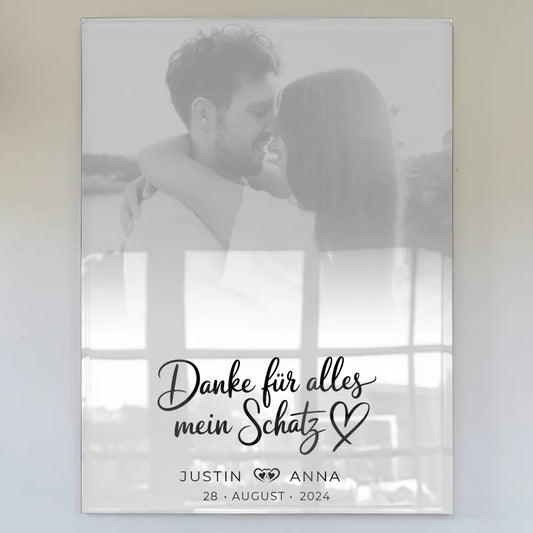 Personalisiertes Acrylglas Bild Paare Foto Black & White Danke Für Alles