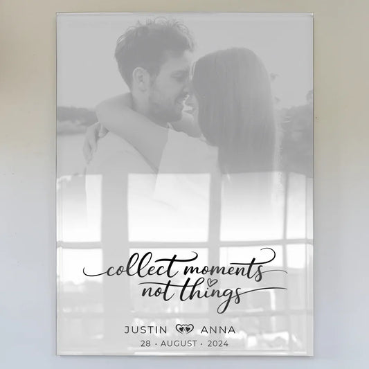 Personalisiertes Acrylglas Bild Paare Foto Schwarz Weiß mit Namen und Datum