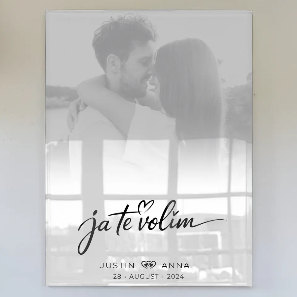 Personalisiertes Acrylglas Bild Paare Foto Schwarz Weiß Ja Te Volim