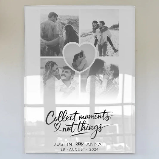 Personalisiertes Acrylglas Bild Fotocollage für Paare 5 Fotos mit Namen