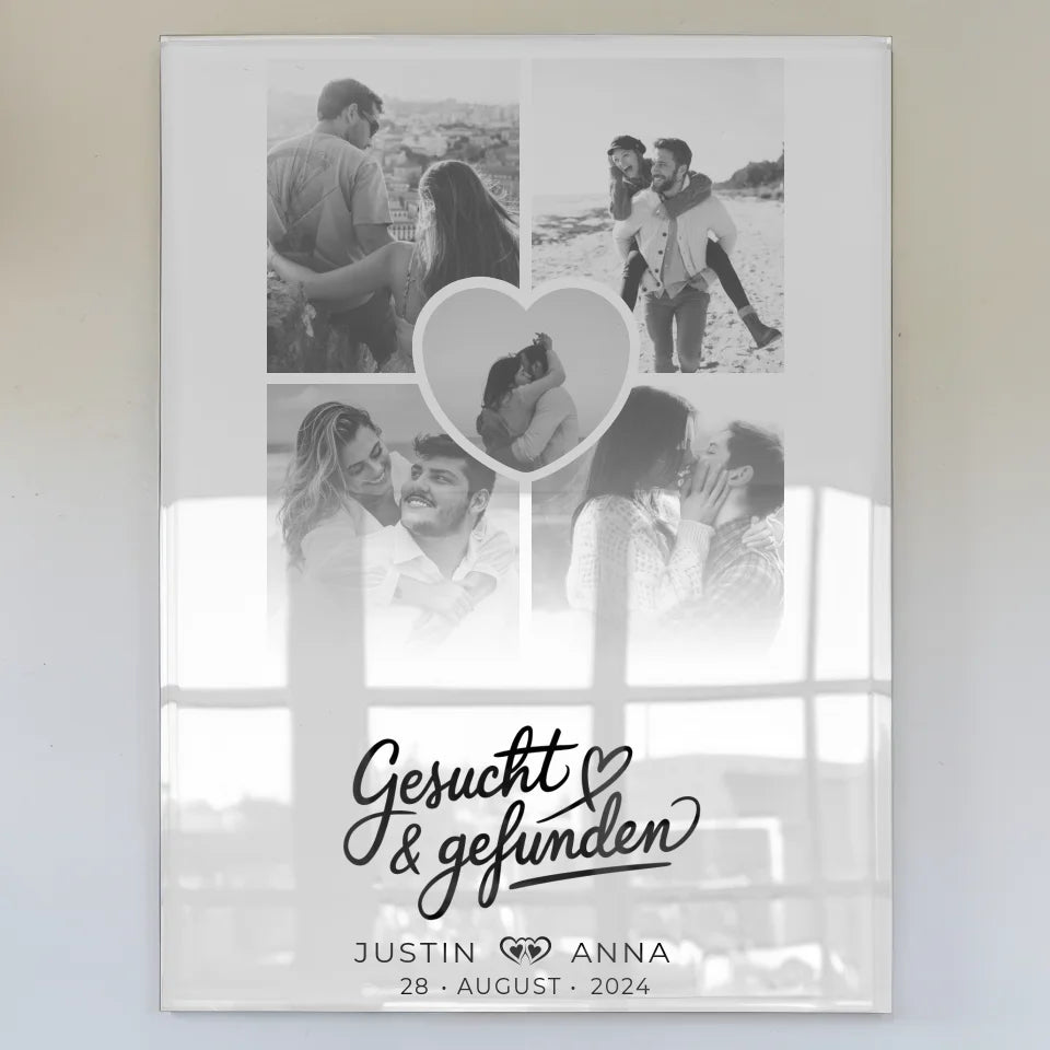 Personalisiertes Acrylglas Bild Paare Fotocollage 5 Fotos mit Namen