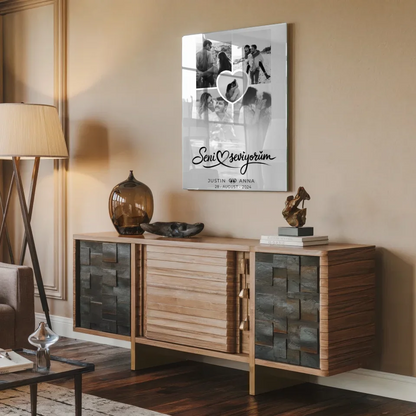 Personalisiertes Acrylglas Bild Fotocollage 5 Fotos für Paare Seni Seviyorum