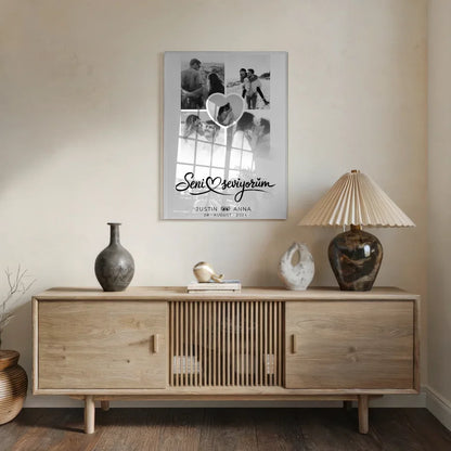 Personalisiertes Acrylglas Bild Fotocollage 5 Fotos für Paare Seni Seviyorum