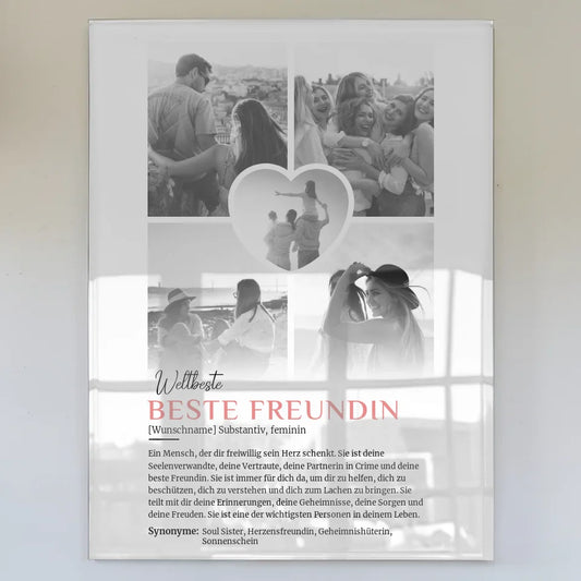 Personalisiertes Acrylglas Bild Beste Freundin 5 Fotos Schwarz & Weiß