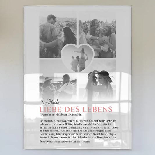 Personalisiertes Acrylglas Bild Definition Liebe 5 Fotos Black White
