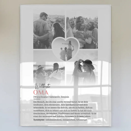 Personalisiertes Acrylglas Bild Oma 5 Fotos Schwarz Weiß mit Name
