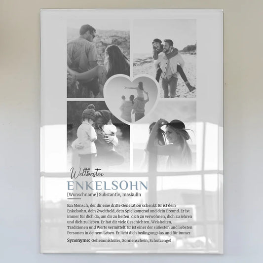 Personalisiertes Acrylglas Bild Definition Enkelsohn 5 Fotos Black & White mit Name