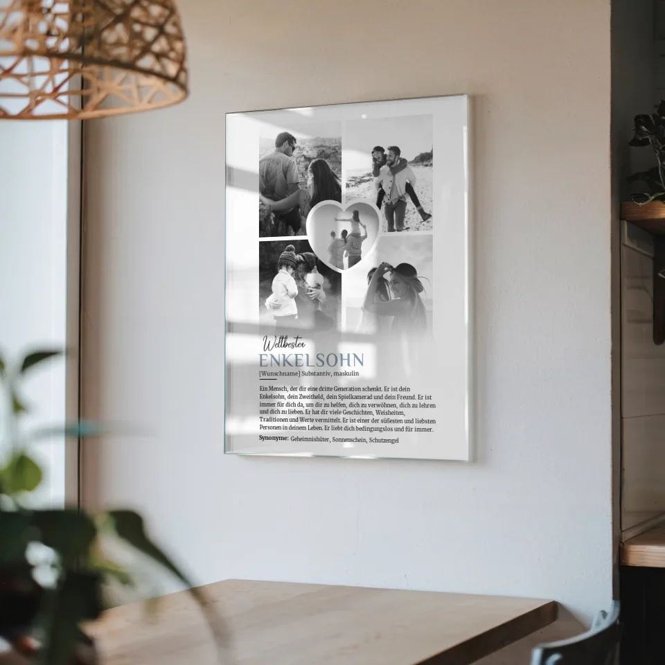 Personalisiertes Acrylglas Bild Definition Enkelsohn 5 Fotos Black & White mit Name