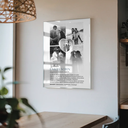 Personalisiertes Acrylglas Bild Definition Enkelsohn 5 Fotos Black & White mit Name