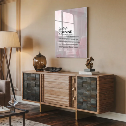 Personalisiertes Acrylglas Bild Definition Cousine Rosa Aquarell