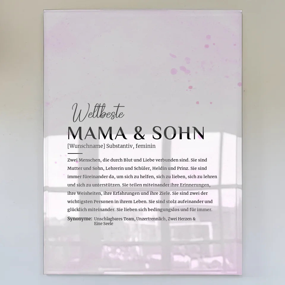 personalisiertes acrylglas bild definition mama sohn lila mit name Definitions Designs 1