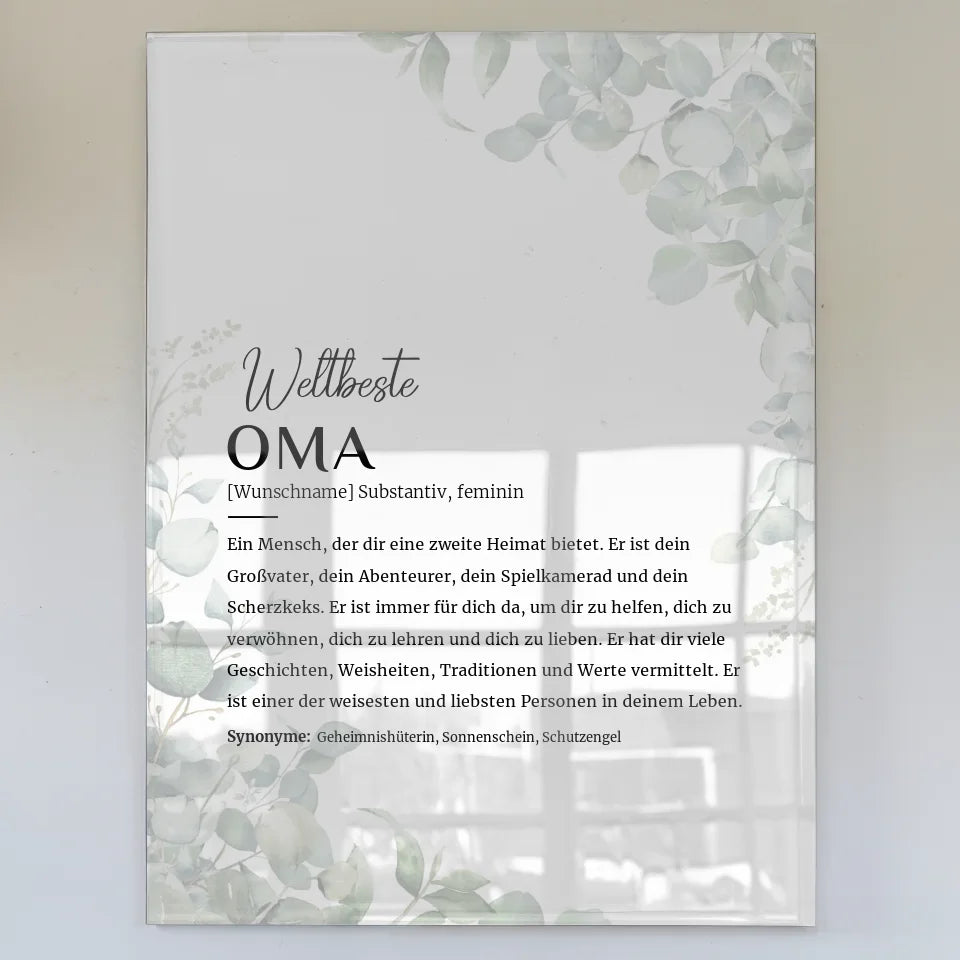 personalisiertes acrylglas bild definition oma eukalyptus mit name Definitions Designs 1