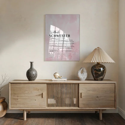 Personalisiertes Acrylglas Bild Definition Schwester Rosa Aquarell