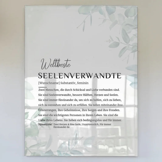 Personalisiertes Acrylglas Bild Definition Seelenverwandte Eukalyptus Stil