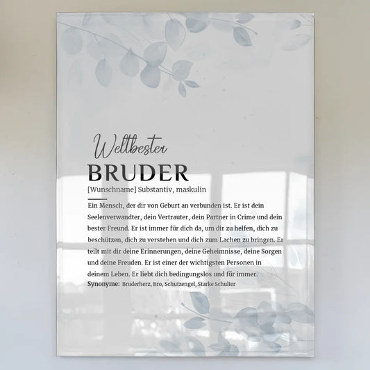 Personalisiertes Acrylglas Bild Definition Bruder Holzstil Weiß