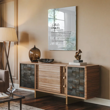 Personalisiertes Acrylglas Bild Definition Onkel Floral Blau mit Name