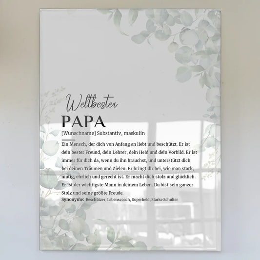 Personalisiertes Acrylglas Bild Definition Papa mit Eukalyptus und Name