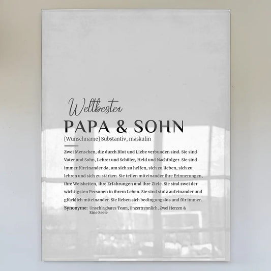 Acrylglas Bild Personalisiert Definition Papa & Sohn Grau Vintage