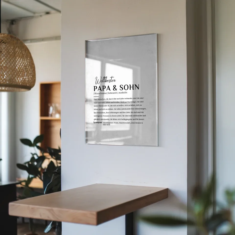 Acrylglas Bild Personalisiert Definition Papa & Sohn Grau Vintage