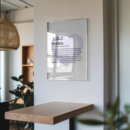 Acrylglas Bild personalisiert Definition Mama mit Namen Wasserfarben Herz Lila