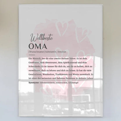 personalisiertes acrylglas bild definition oma mit name herzchen rosa Definitions Designs 1