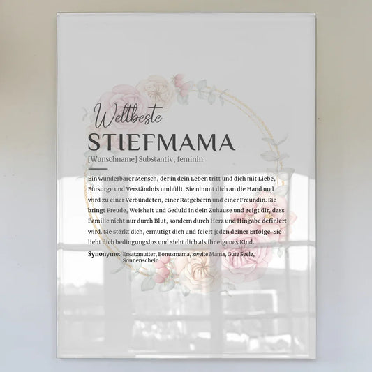 personalisiertes acrylglas bild definition stiefmama mit name floral kreis Definitions Designs 1